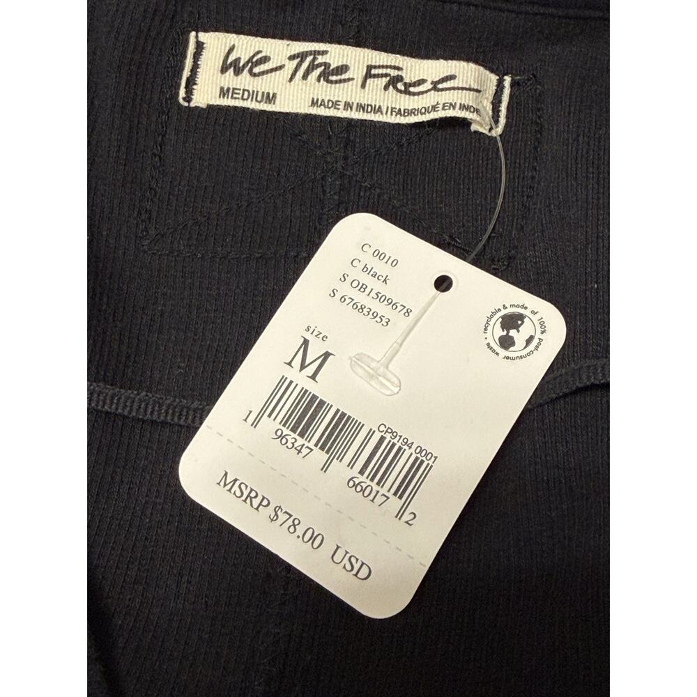 Free People We The Free OB1509678 Black Ribbed Braided Long Sleeve Top Size M - Picture 3 of 3
